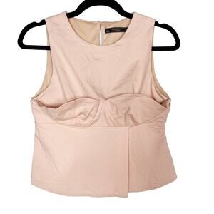 Zara Medium Pink Bustier Bodice Structured Sleeveless Blouse Top Corset Keyhole